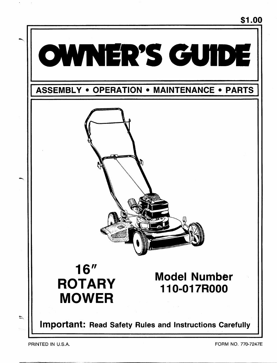 MTD 110-017R000 User Manual | 16 pages