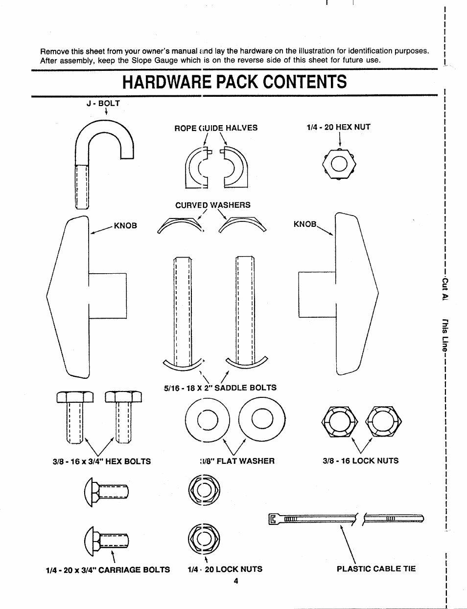 Hardware pack contents | MTD 110-017R000 User Manual | Page 4 / 16