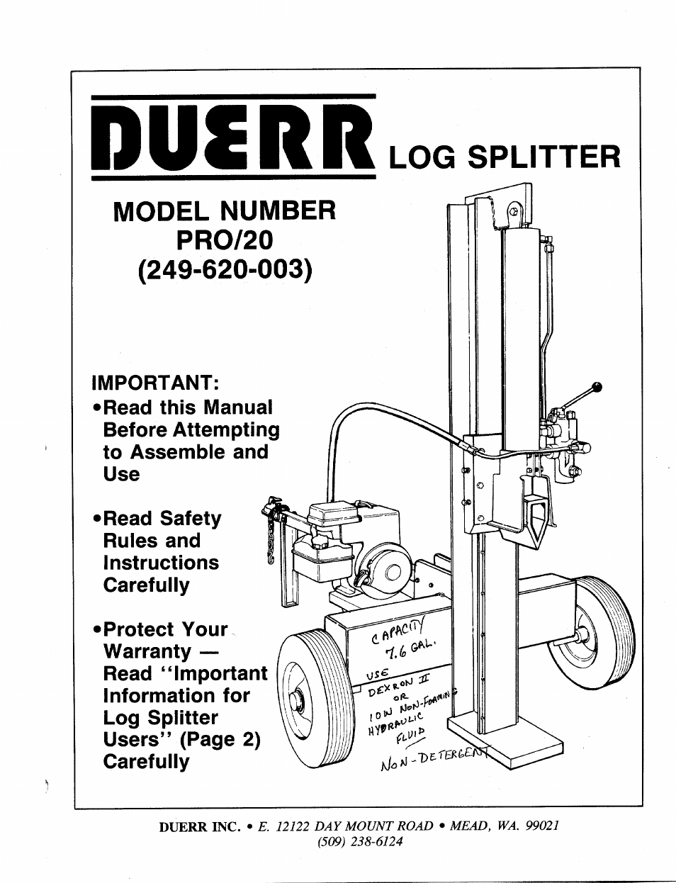 MTD 249-620-003 User Manual | 20 pages