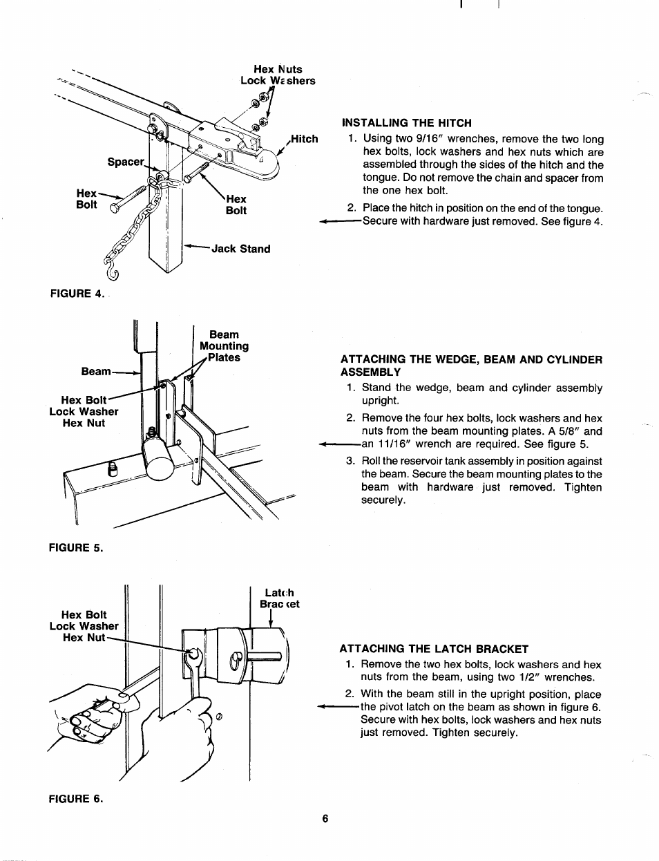 Attaching the wedge, beam and cylinder assembly | MTD 249-620-003 User Manual | Page 6 / 20