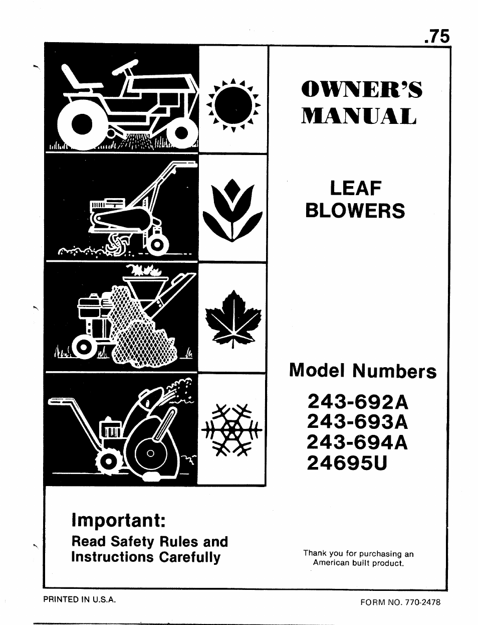 MTD 24695U User Manual | 12 pages