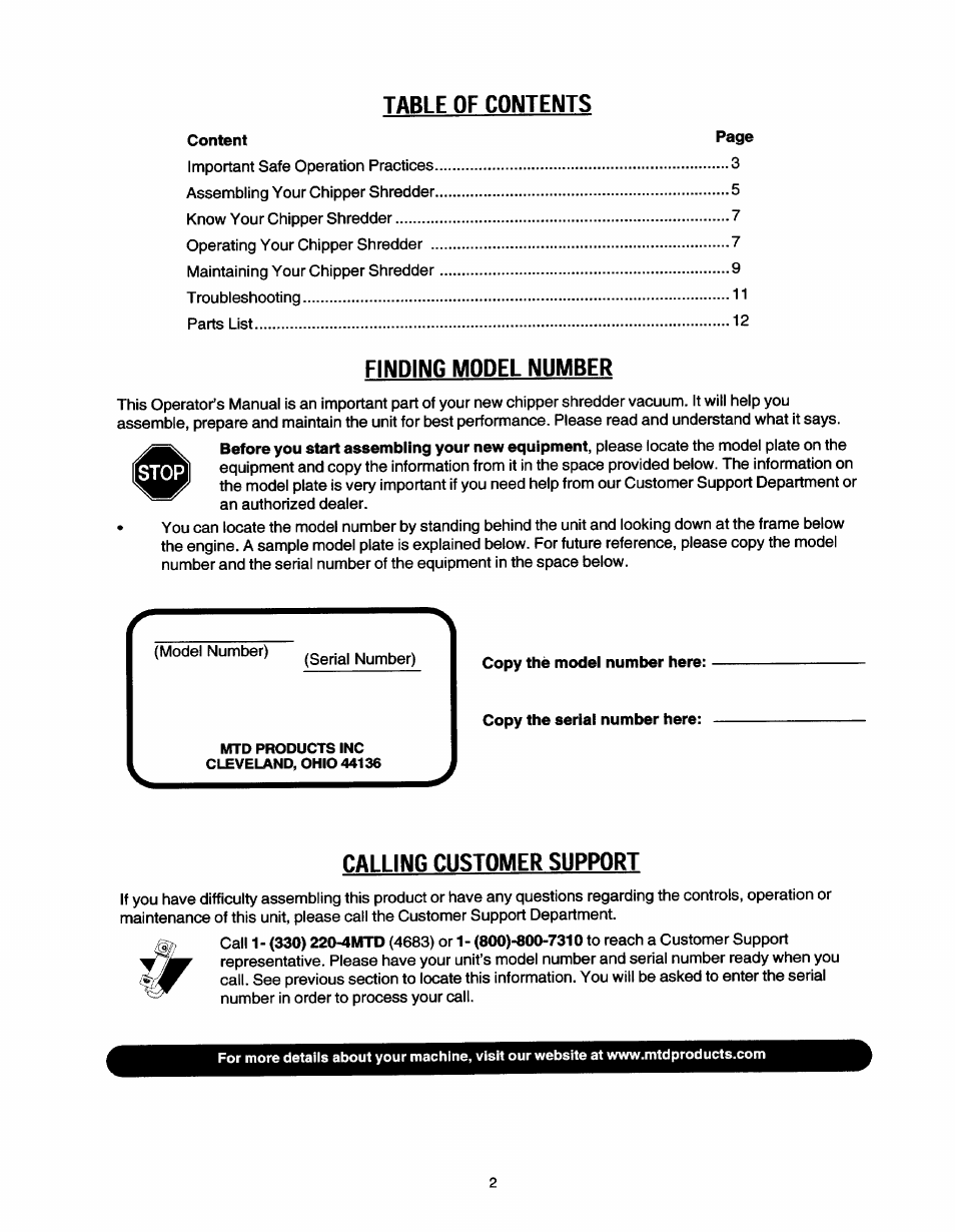 MTD 465 User Manual | Page 2 / 14