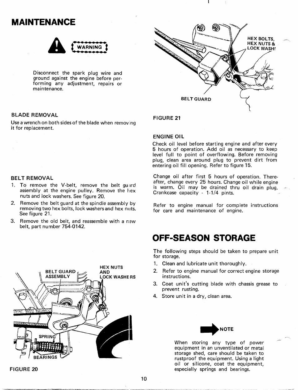 Maintenance, Off-season storage | MTD 24604B User Manual | Page 10 / 14