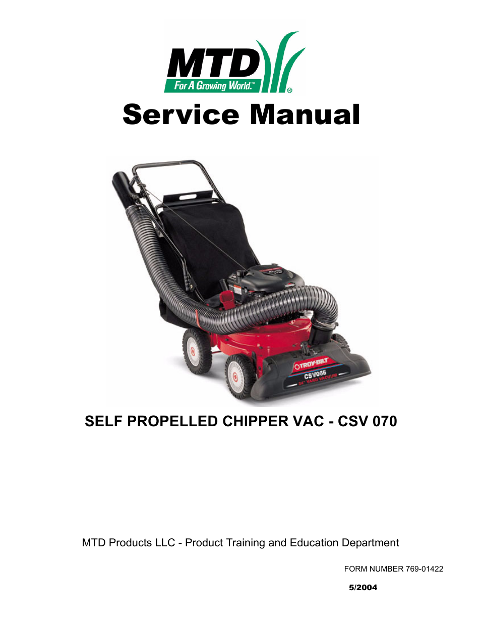 MTD CSV 070 User Manual | 15 pages