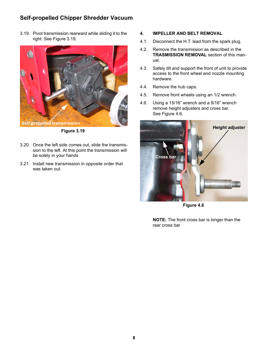 Impeller and belt removal, Self-propelled chipper shredder vacuum | MTD CSV 070 User Manual | Page 12 / 15