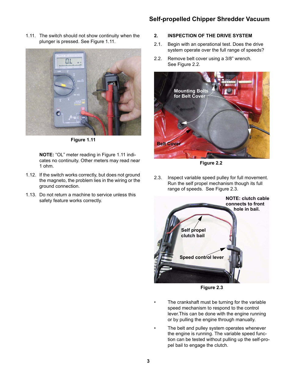 Inspection of the drive system, Self-propelled chipper shredder vacuum | MTD CSV 070 User Manual | Page 7 / 15