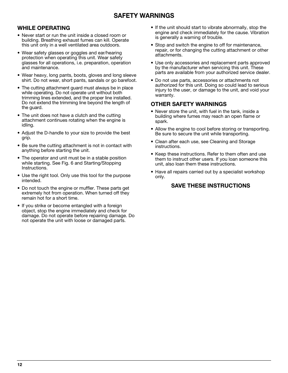 Safety warnings | MTD 710 User Manual | Page 12 / 72