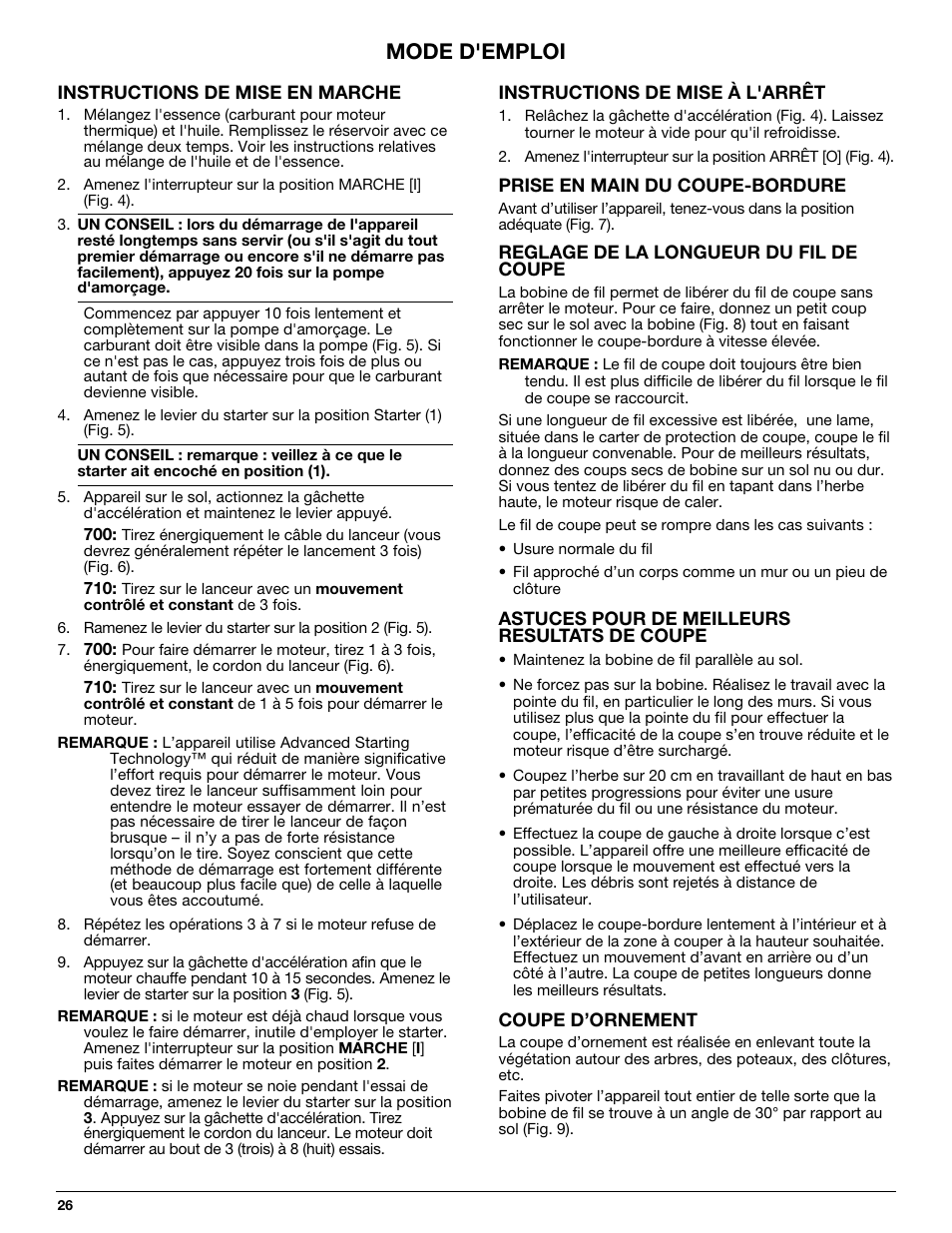 Mode d'emploi | MTD 710 User Manual | Page 26 / 72