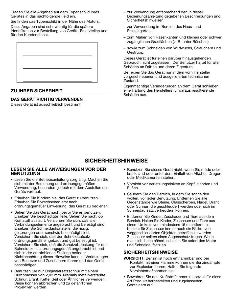 Sicherheitshinweise | MTD 710 User Manual | Page 31 / 72