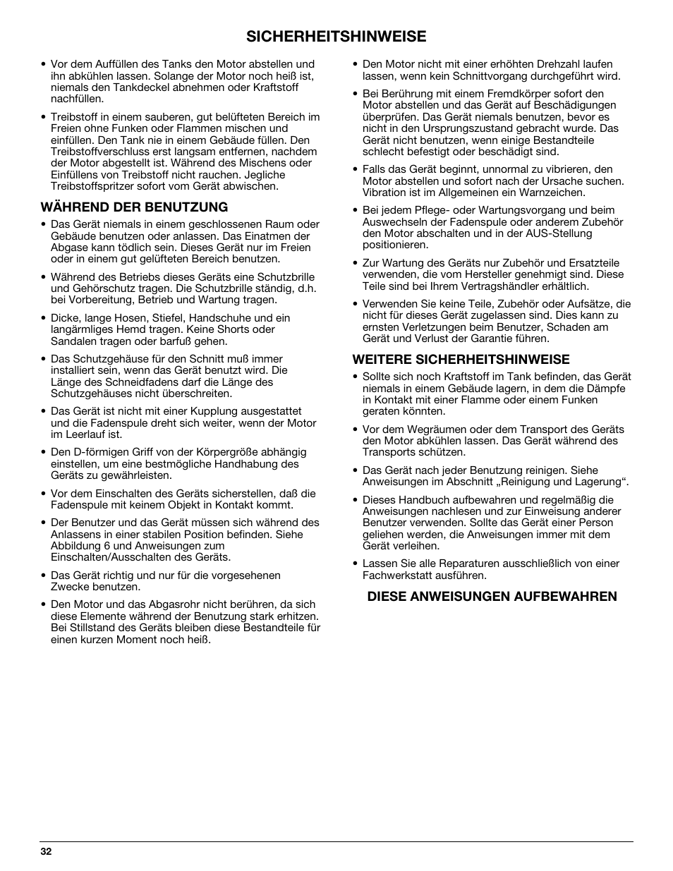Sicherheitshinweise | MTD 710 User Manual | Page 32 / 72