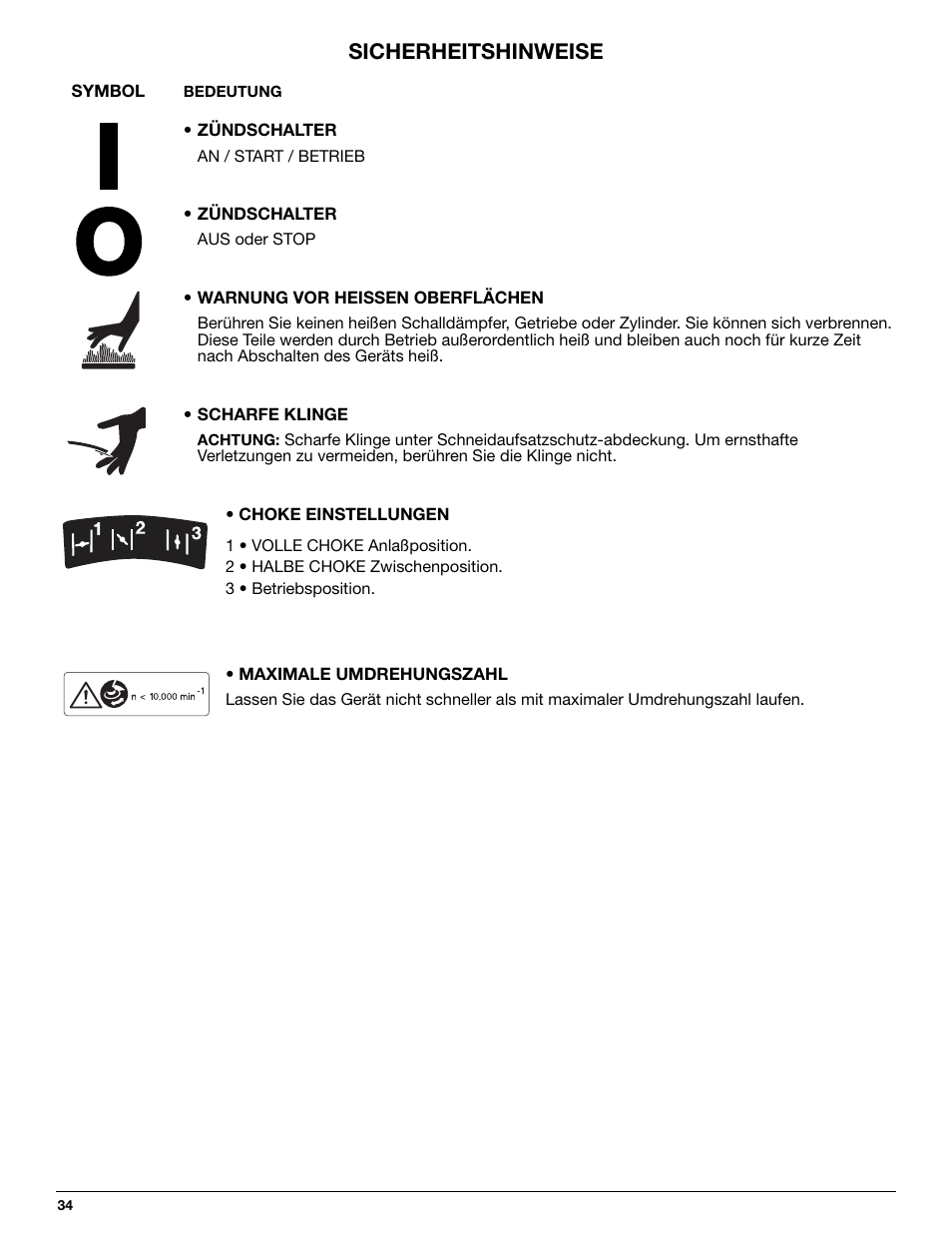 Sicherheitshinweise | MTD 710 User Manual | Page 34 / 72