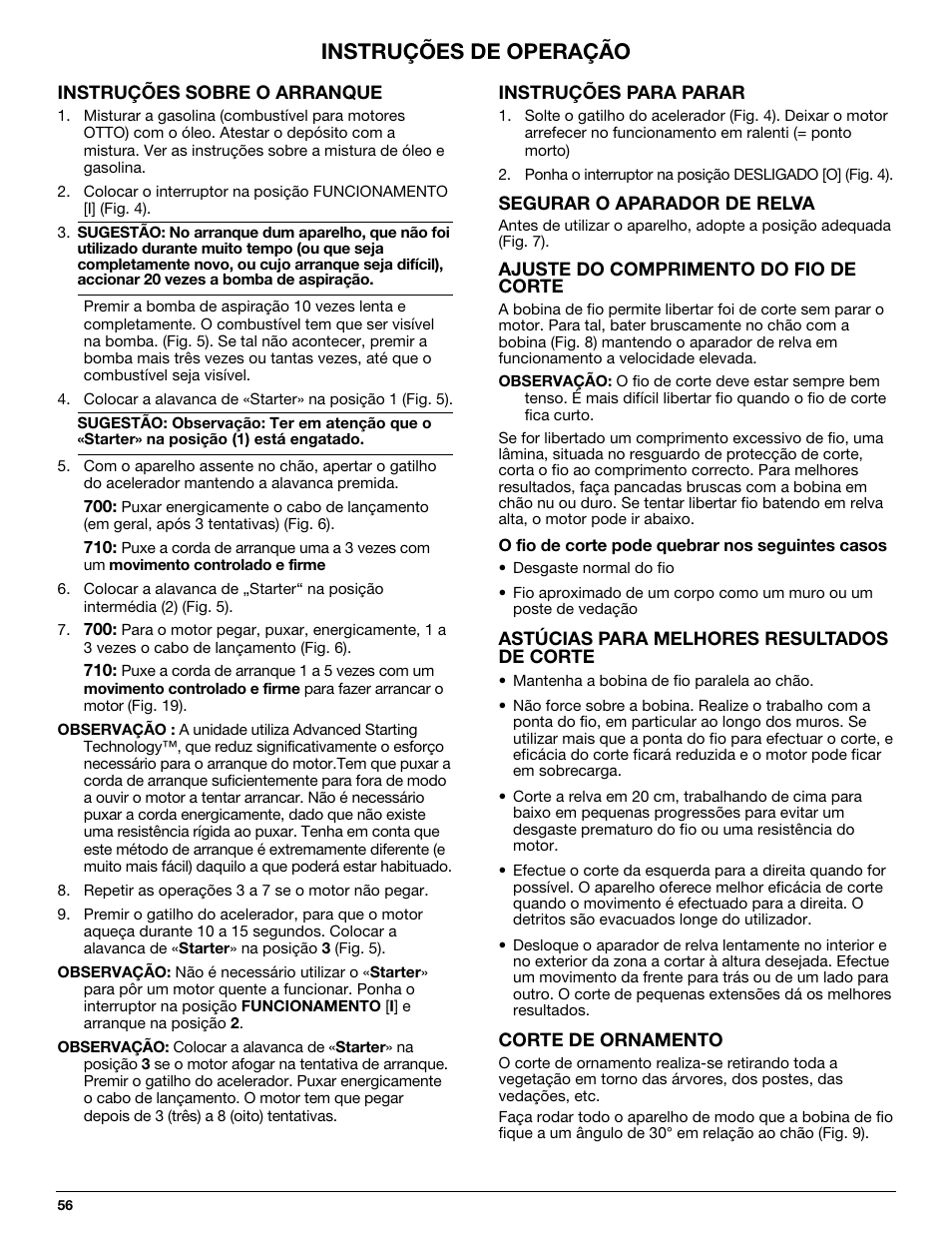 Instruções de operação | MTD 710 User Manual | Page 56 / 72