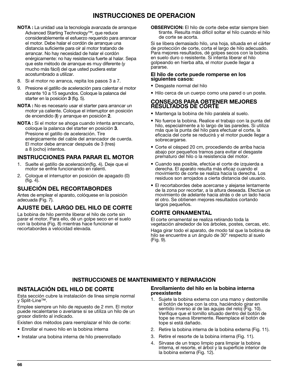 Instrucciones de operacion | MTD 710 User Manual | Page 66 / 72