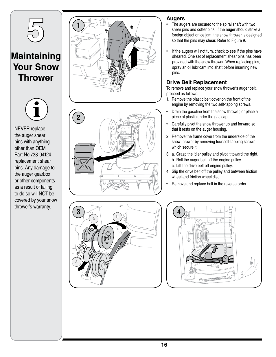 Maintaining your snow thrower | MTD 769-01275D User Manual | Page 16 / 28