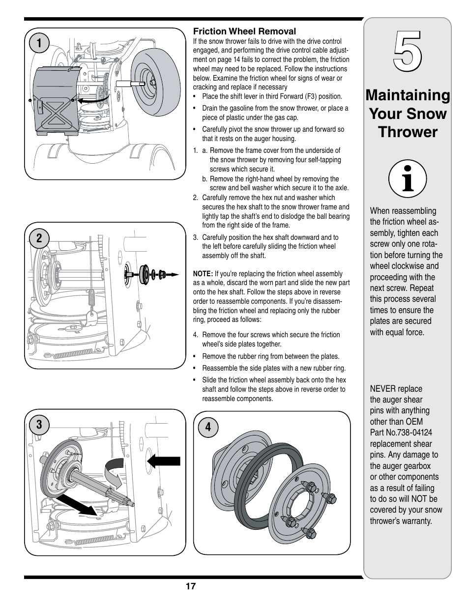 Maintaining your snow thrower | MTD 769-01275D User Manual | Page 17 / 28