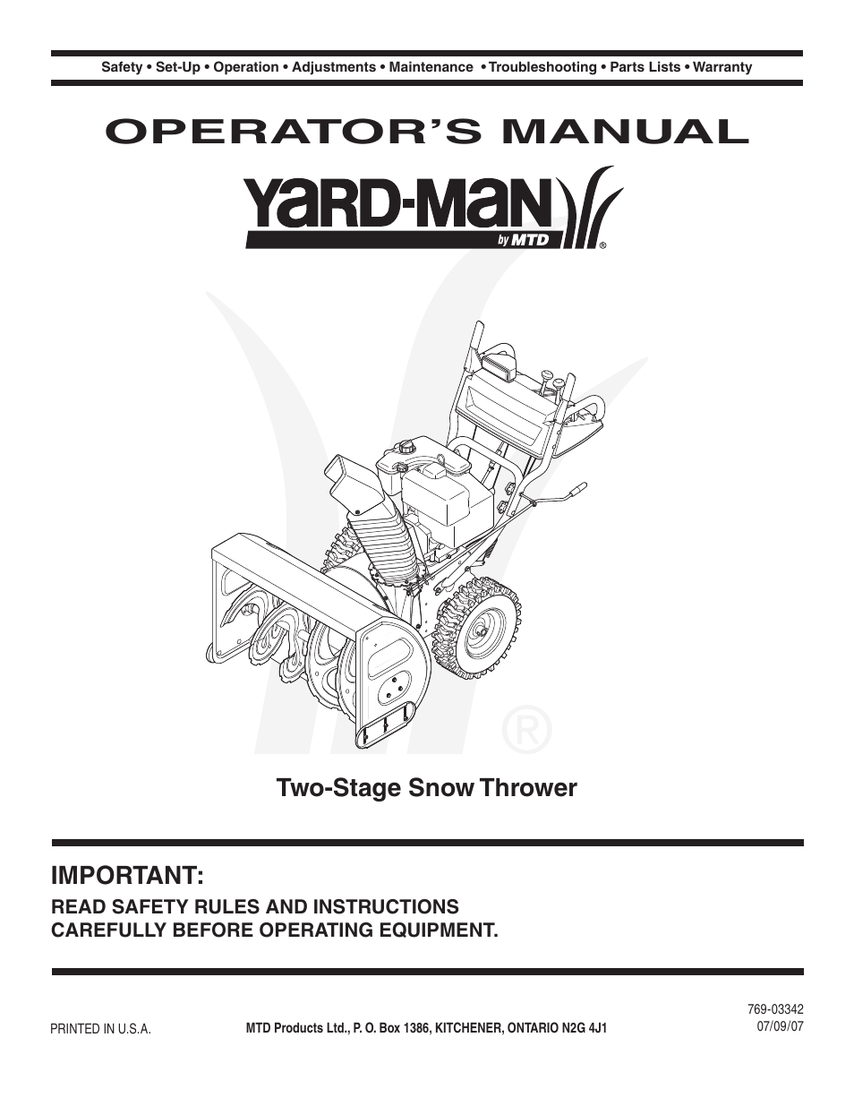 MTD 769-03342 User Manual | 56 pages