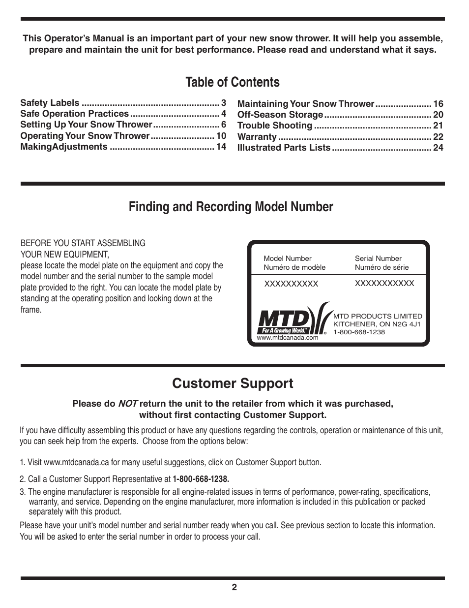 MTD 769-03342 User Manual | Page 2 / 56