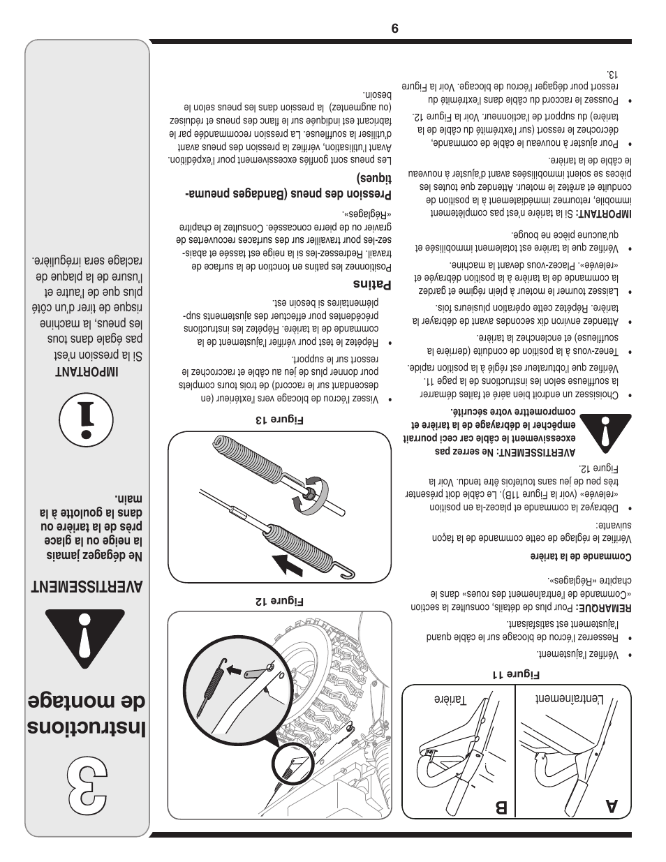 Ins tru ctio ns de mon tag e, Aver tissement | MTD 769-03342 User Manual | Page 48 / 56