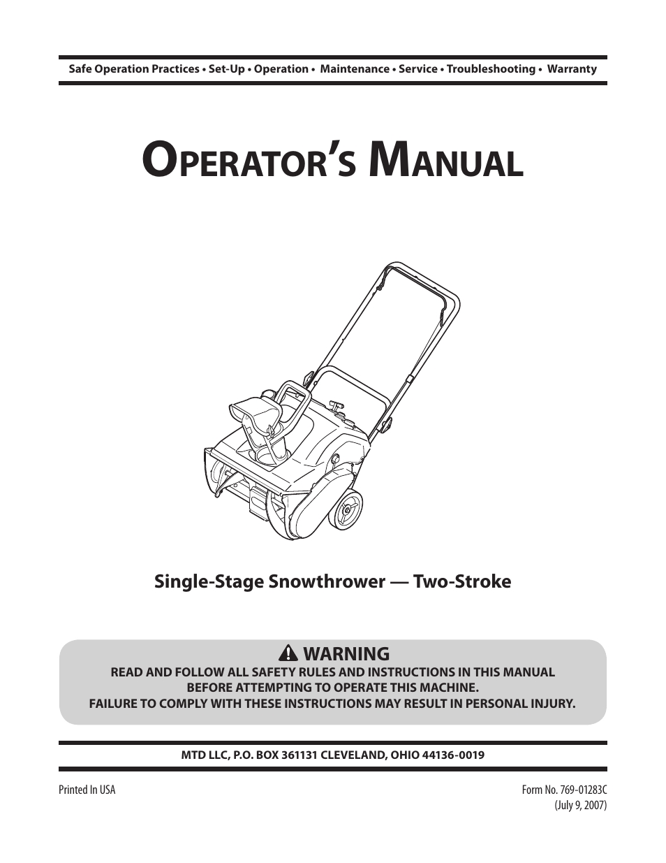 MTD 769-01283C User Manual | 32 pages