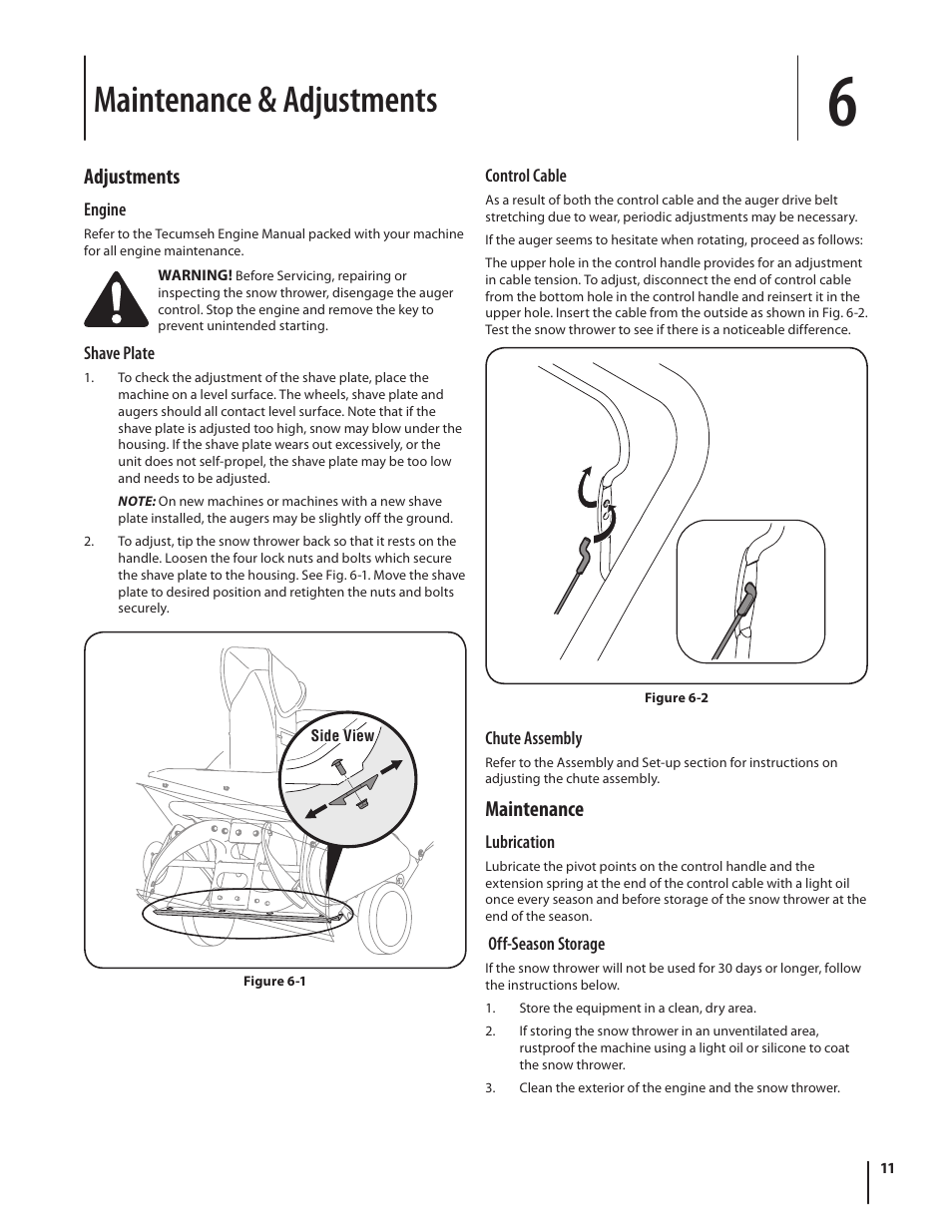 Maintenance & adjustments, Adjustments, Maintenance | MTD 769-01283C User Manual | Page 11 / 32