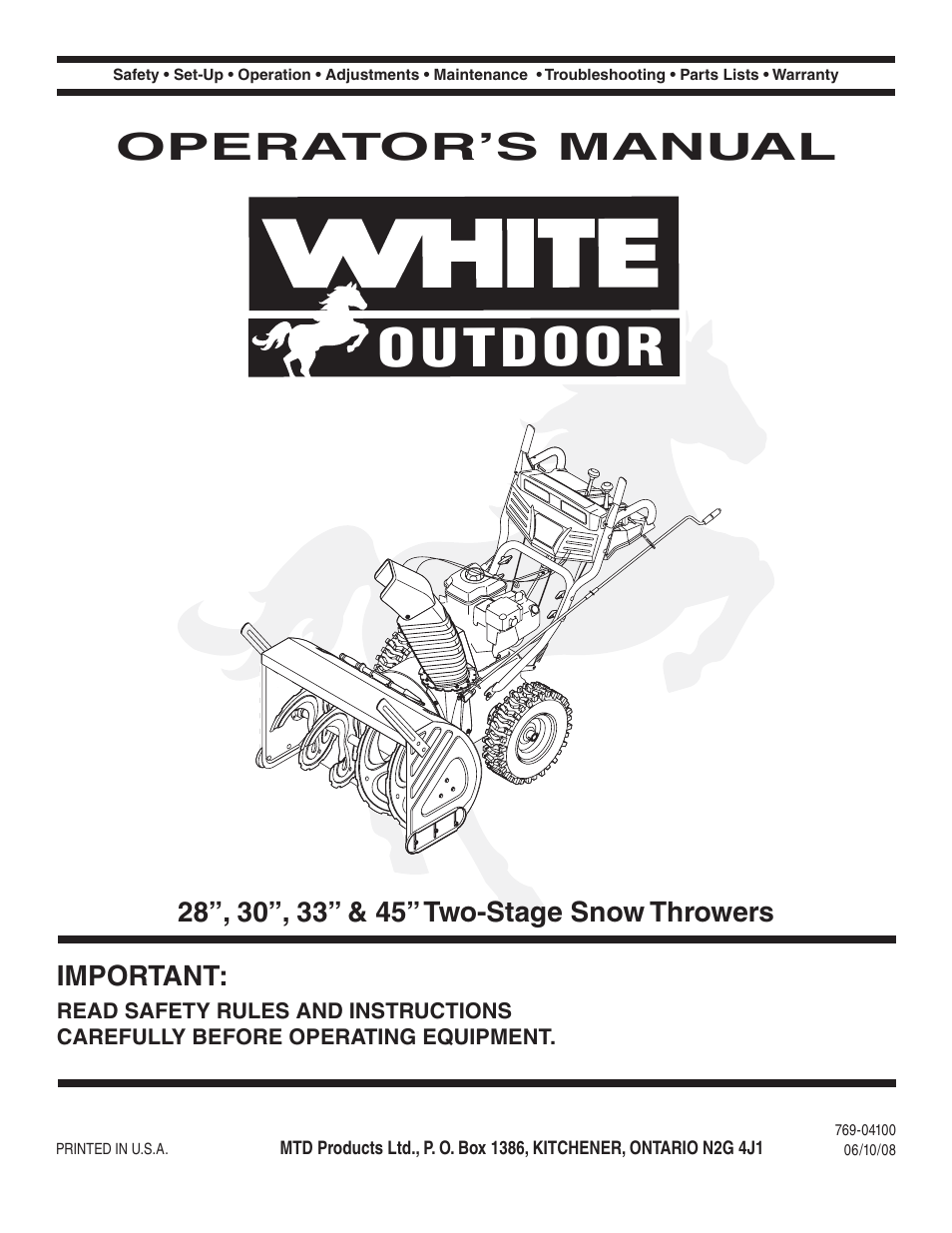 MTD 769-04100 28 User Manual | 56 pages
