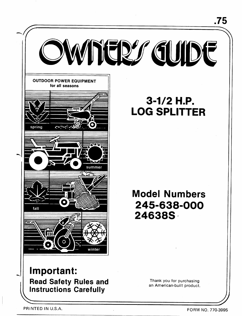 MTD 24638S User Manual | 16 pages