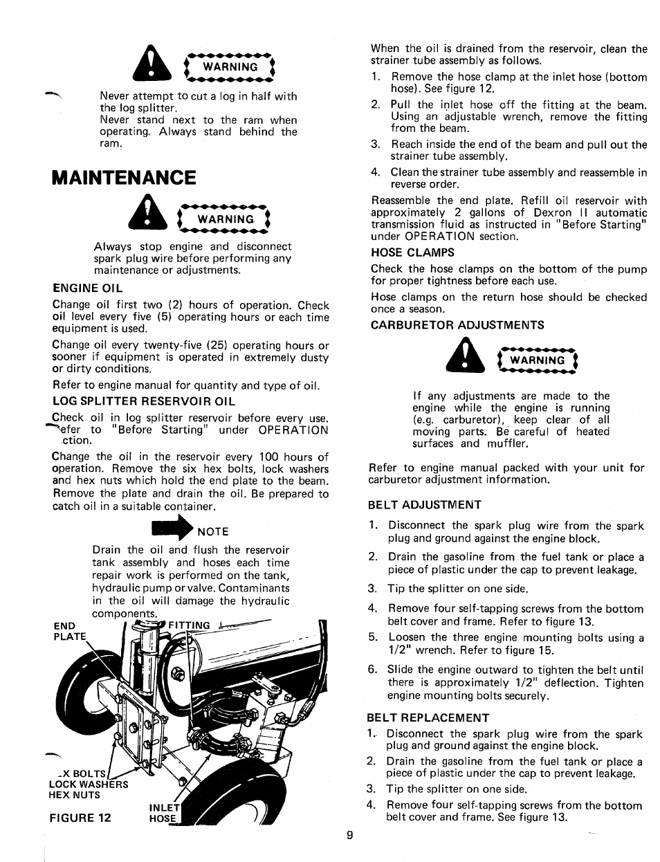 Maintenance | MTD 24638S User Manual | Page 9 / 16