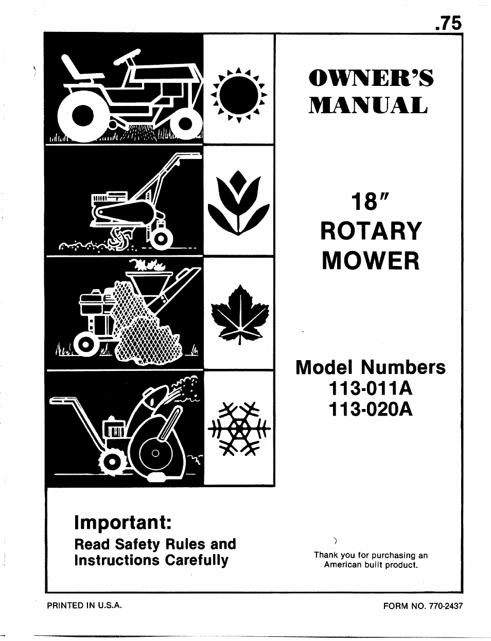 MTD 113-011A User Manual | 16 pages
