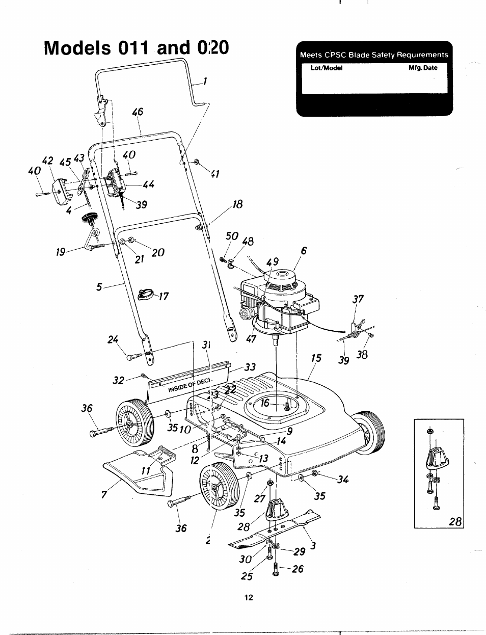 Models 011 and 020 | MTD 113-011A User Manual | Page 12 / 16