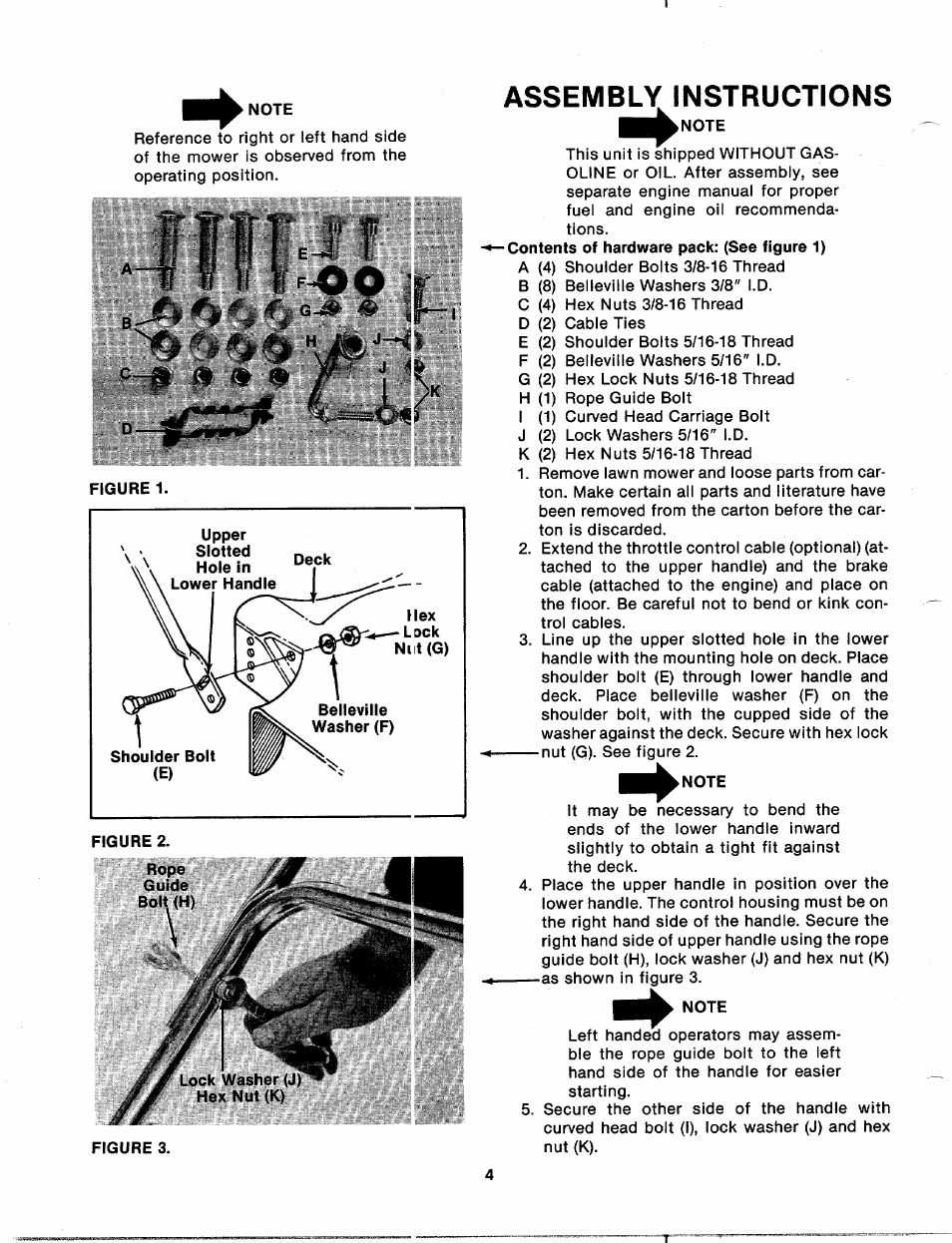 Note, Assembly instructions, Ik-m | MTD 113-011A User Manual | Page 4 / 16