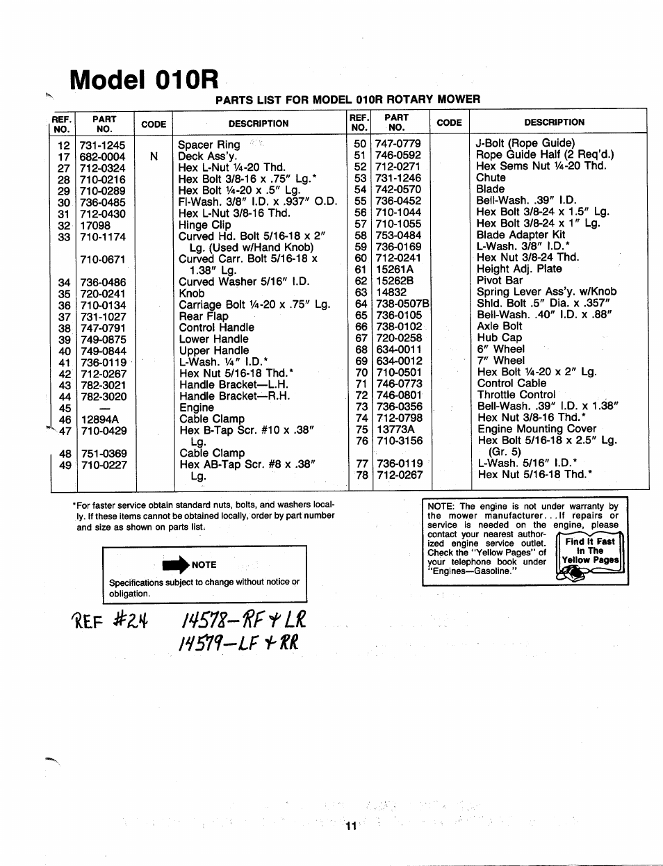 Model 01 or, Msn-'rfflu | MTD 111-010R000 User Manual | Page 11 / 12