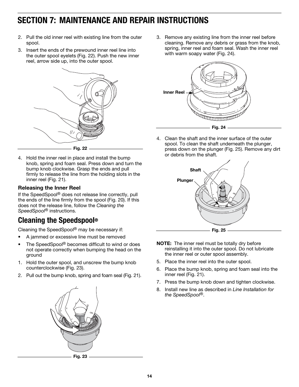 Cleaning the speedspool | MTD MP426CS User Manual | Page 14 / 76