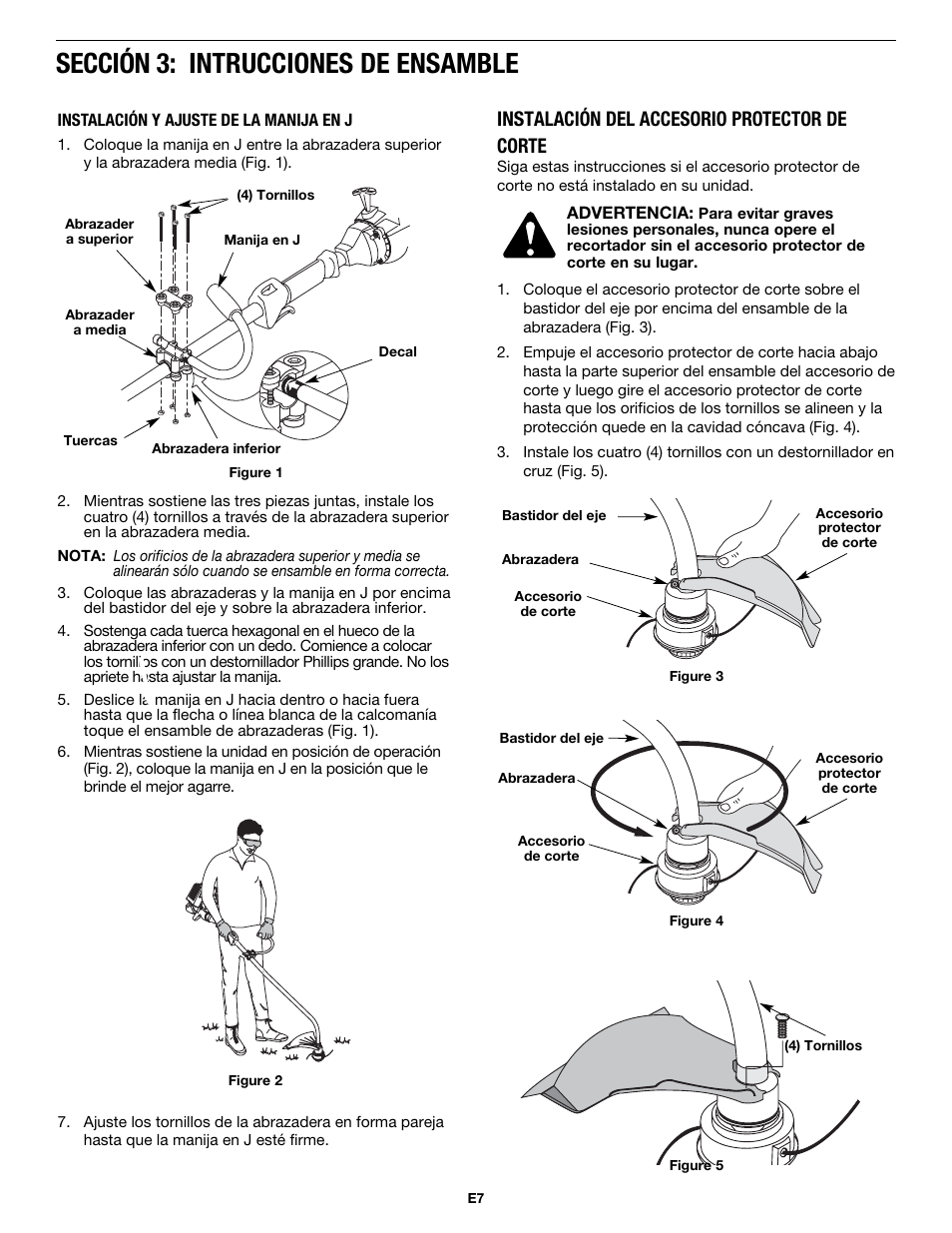 Sección 3: intrucciones de ensamble, Instalación del accesorio protector de corte | MTD MP426CS User Manual | Page 55 / 76