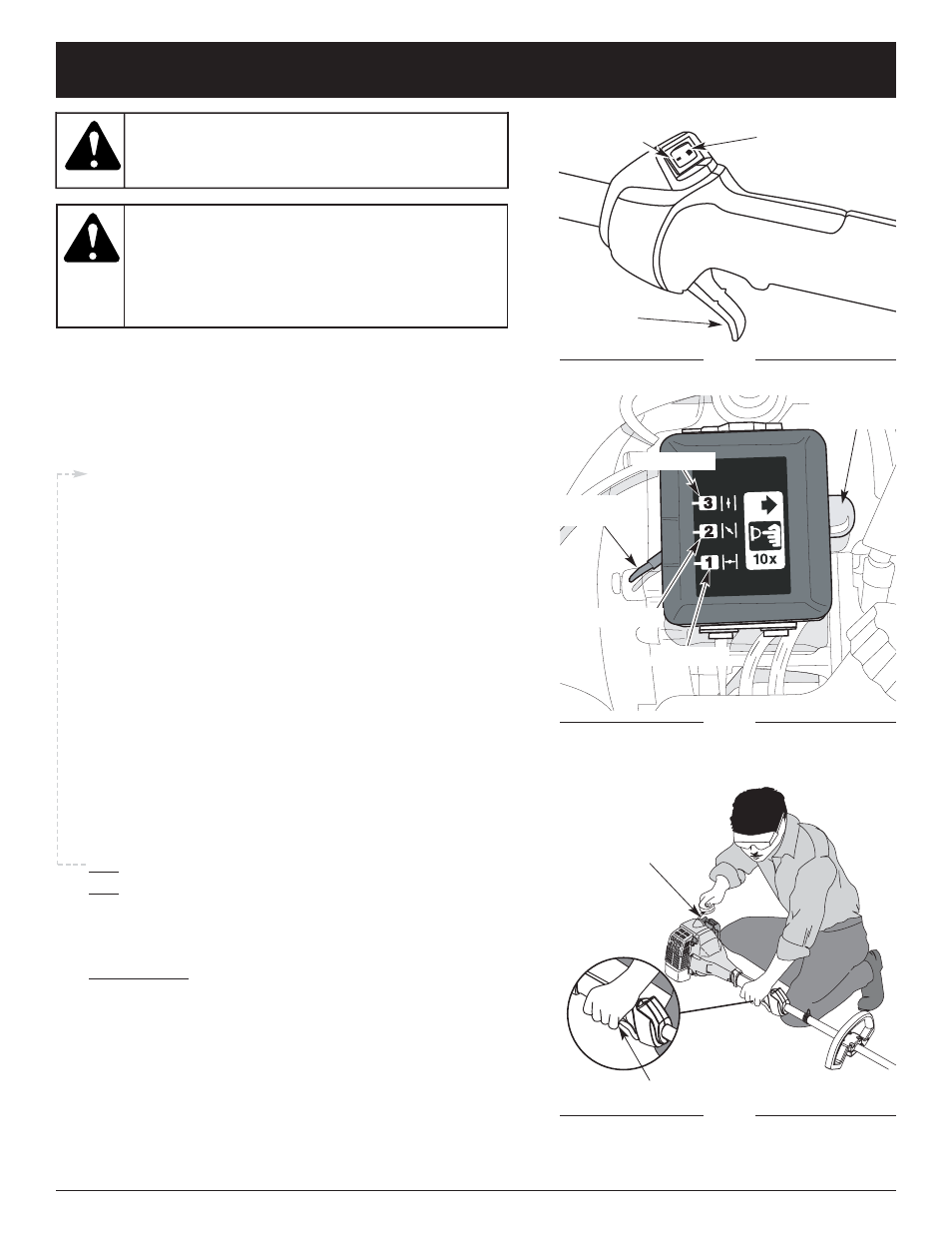 Avertissement, Instructions de démarrage et arrêt, Position de démarrage | MTD CC 3075 User Manual | Page 29 / 64