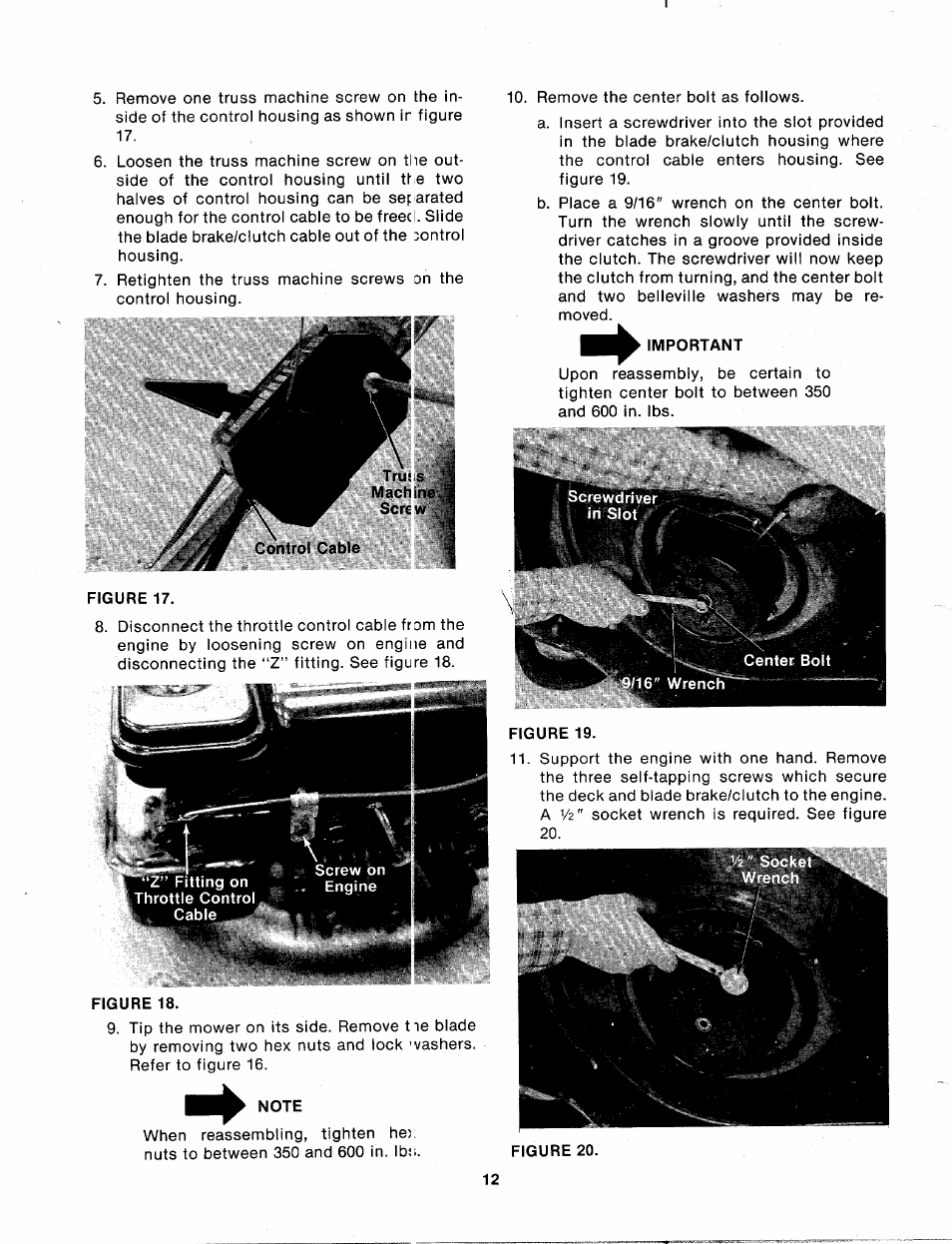 Important, Note | MTD 114-074-000 User Manual | Page 12 / 19