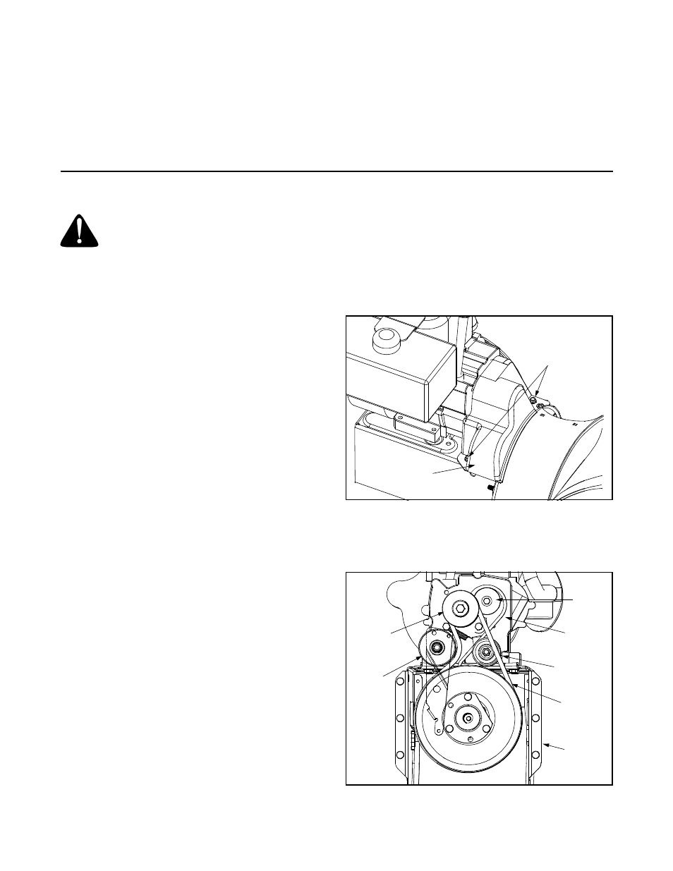 Engine, Augers, Shave plate and skid shoes | Belt removal and replacement | MTD E740F User Manual | Page 15 / 32