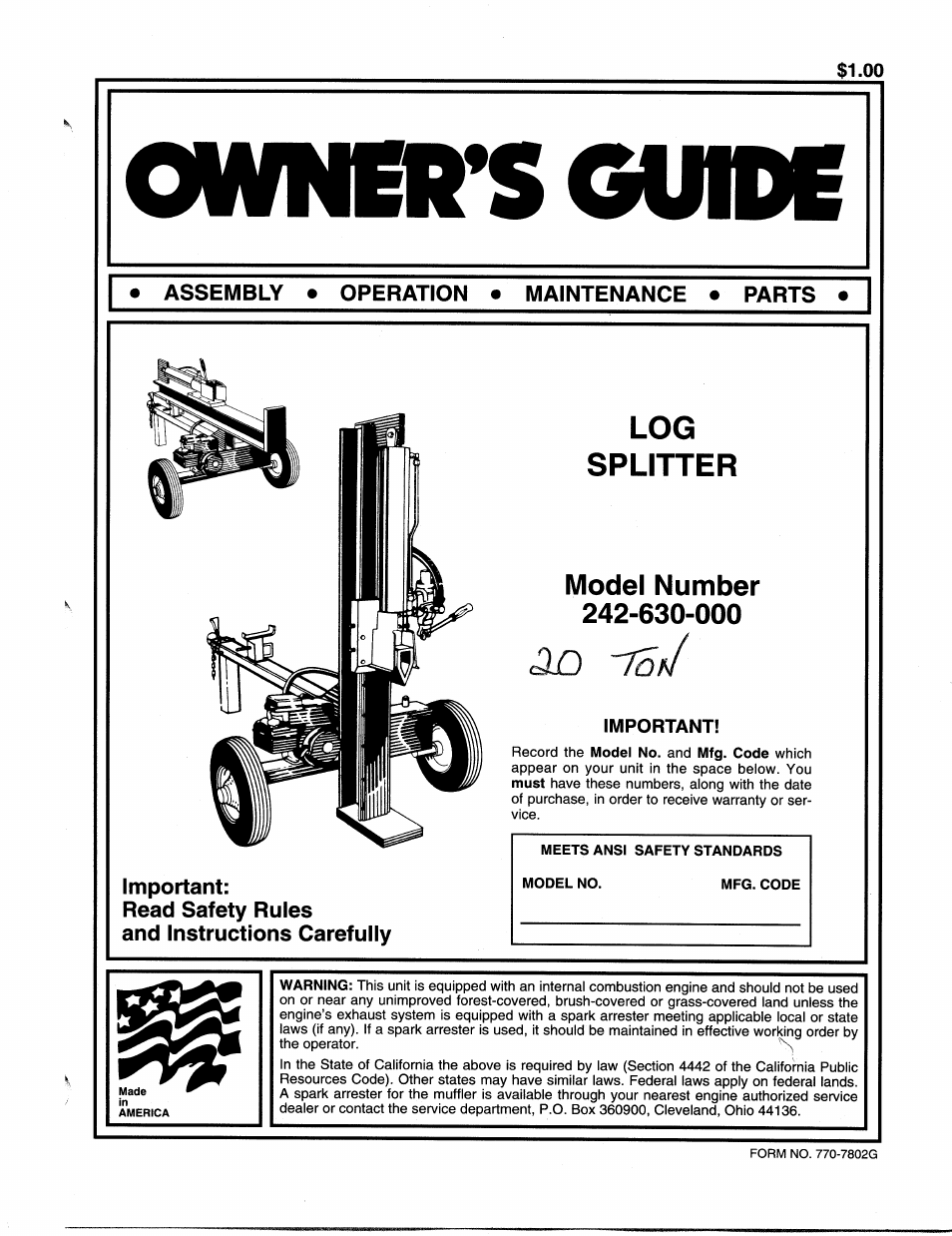 MTD 242-630-000 User Manual | 16 pages