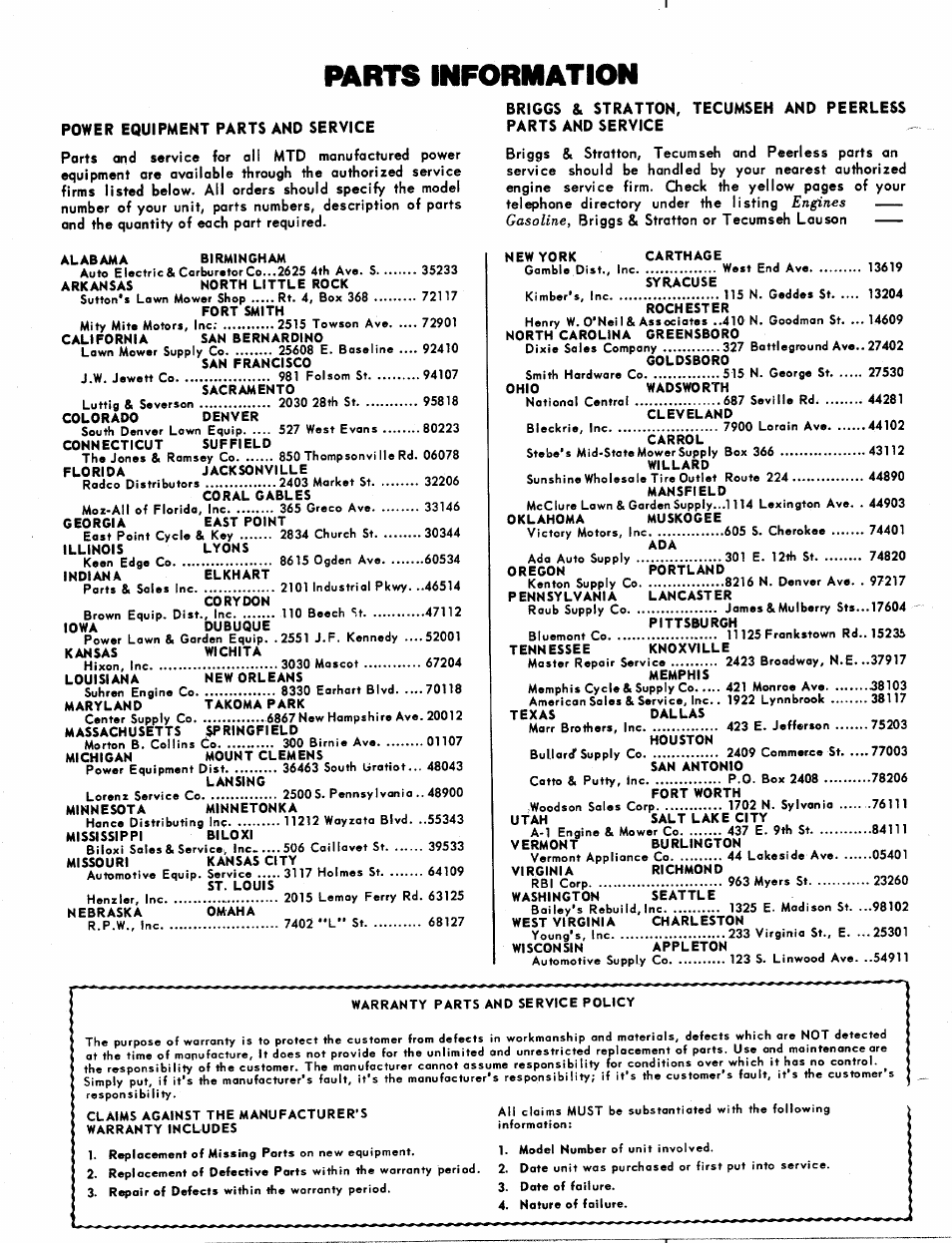 Mrts information | MTD 246-680A User Manual | Page 11 / 11