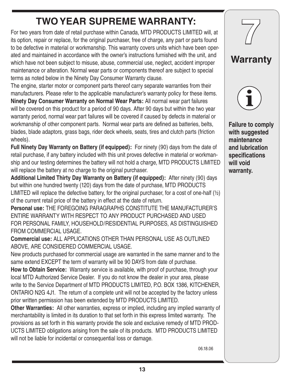 MTD 100 Series User Manual | Page 13 / 28