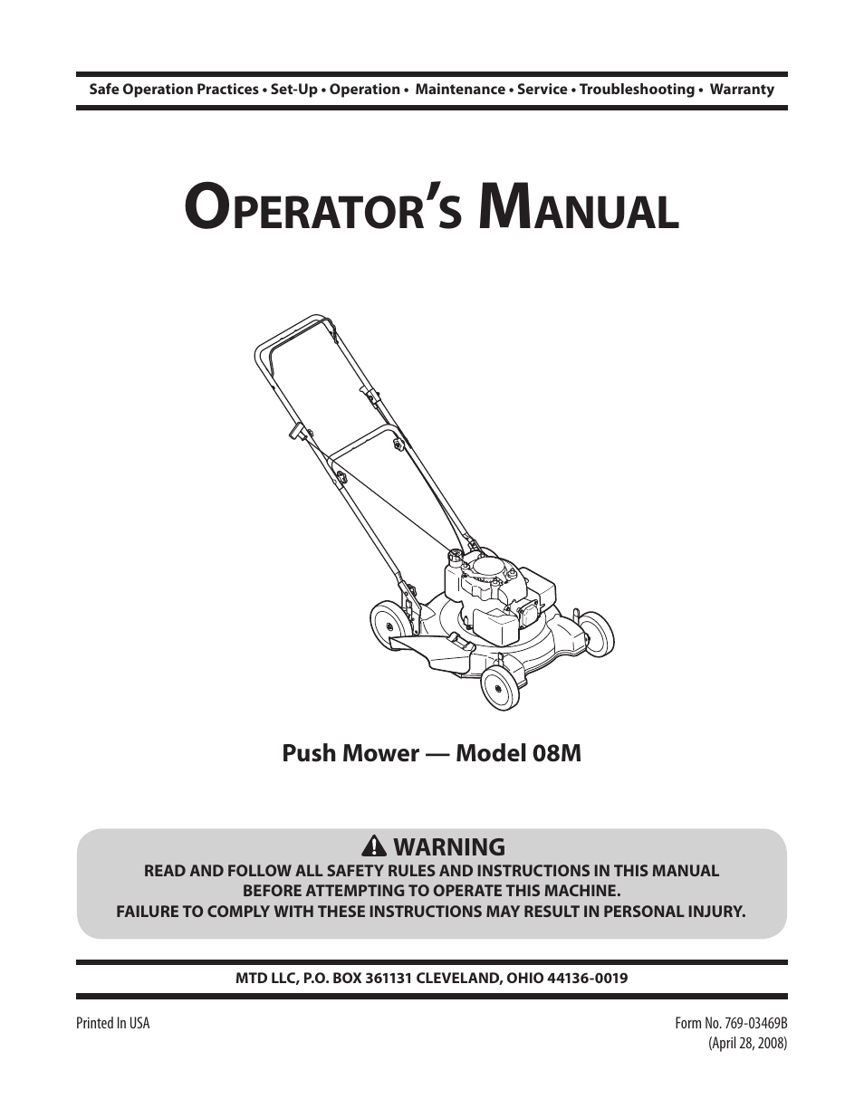 MTD 08M User Manual | 56 pages