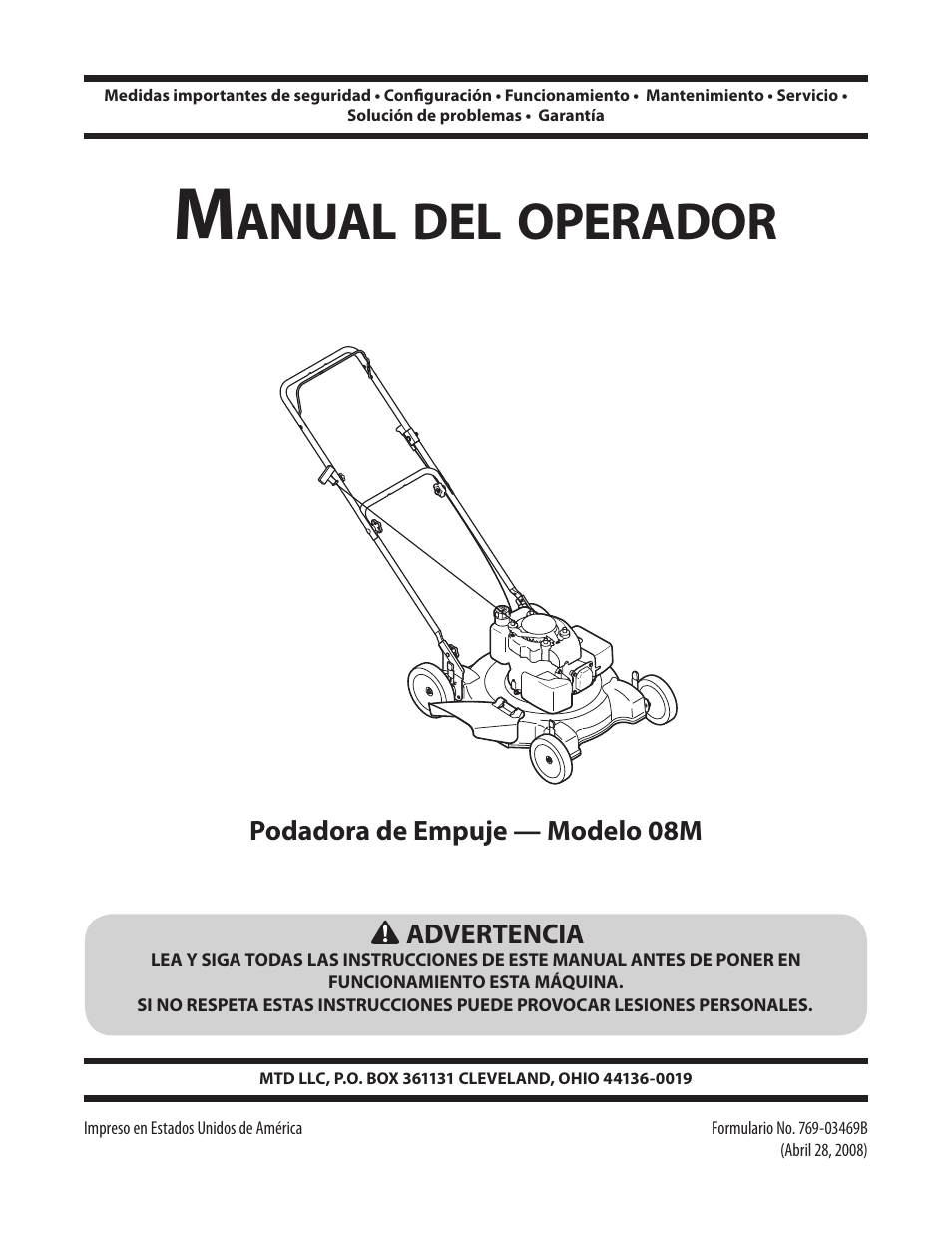 Anual, Operador | MTD 08M User Manual | Page 31 / 56