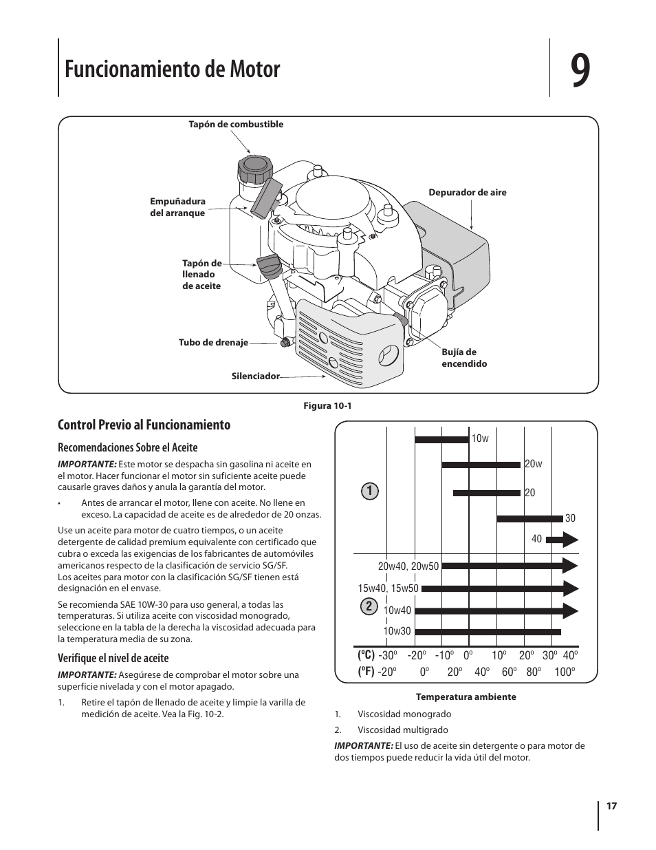 Funcionamiento de motor, Control previo al funcionamiento | MTD 08M User Manual | Page 47 / 56