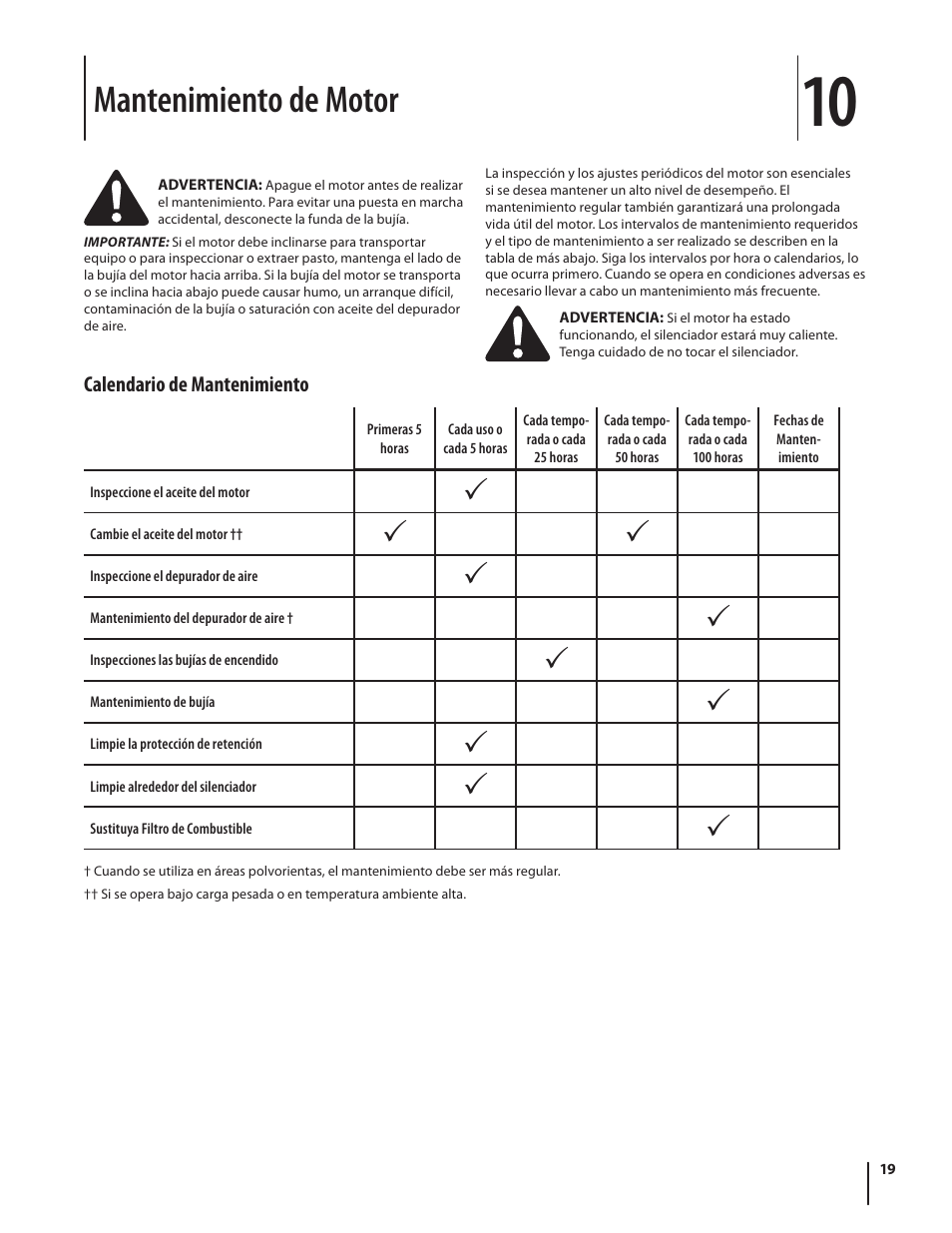 Mantenimiento de motor | MTD 08M User Manual | Page 49 / 56