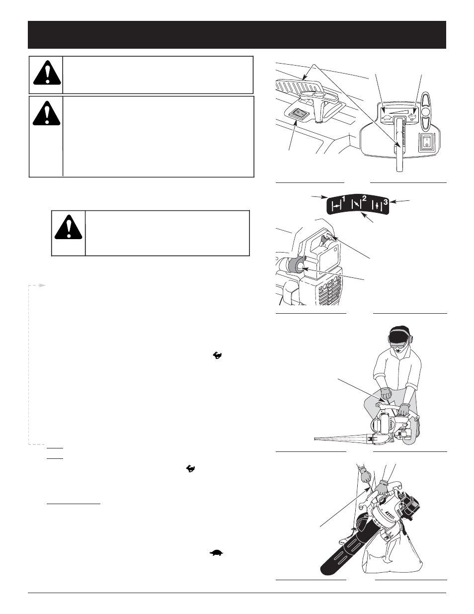 Avertissement, Instructions de démarrage et arrêt | MTD MB320BV User Manual | Page 34 / 72