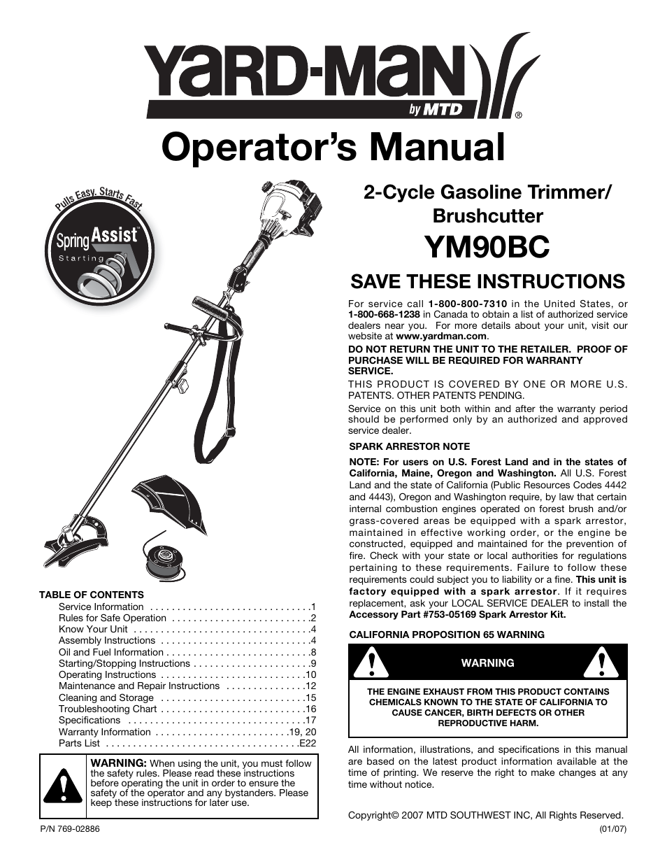 MTD Yard-Man YM90BC User Manual | 56 pages