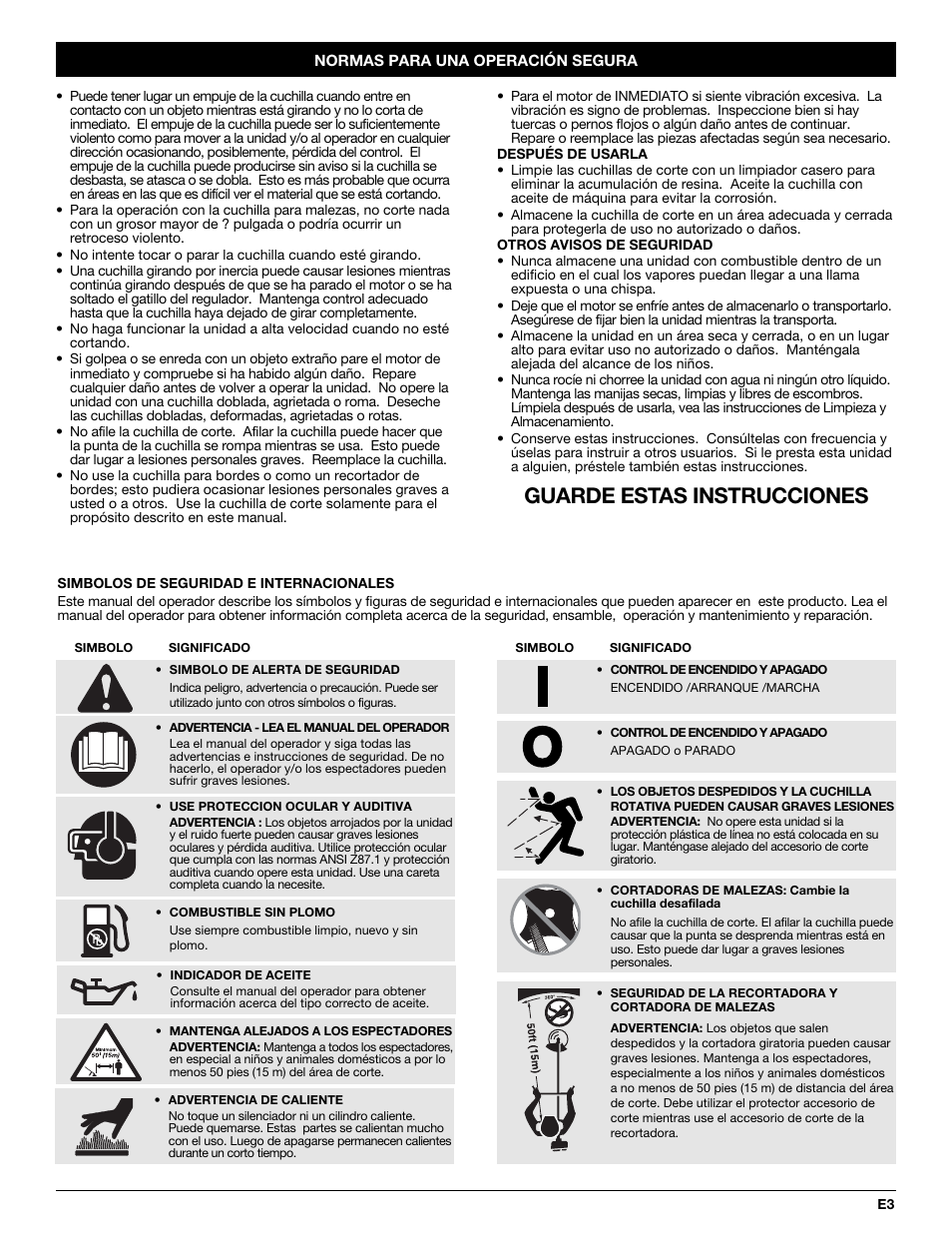 Guarde estas instrucciones | MTD Yard-Man YM90BC User Manual | Page 39 / 56