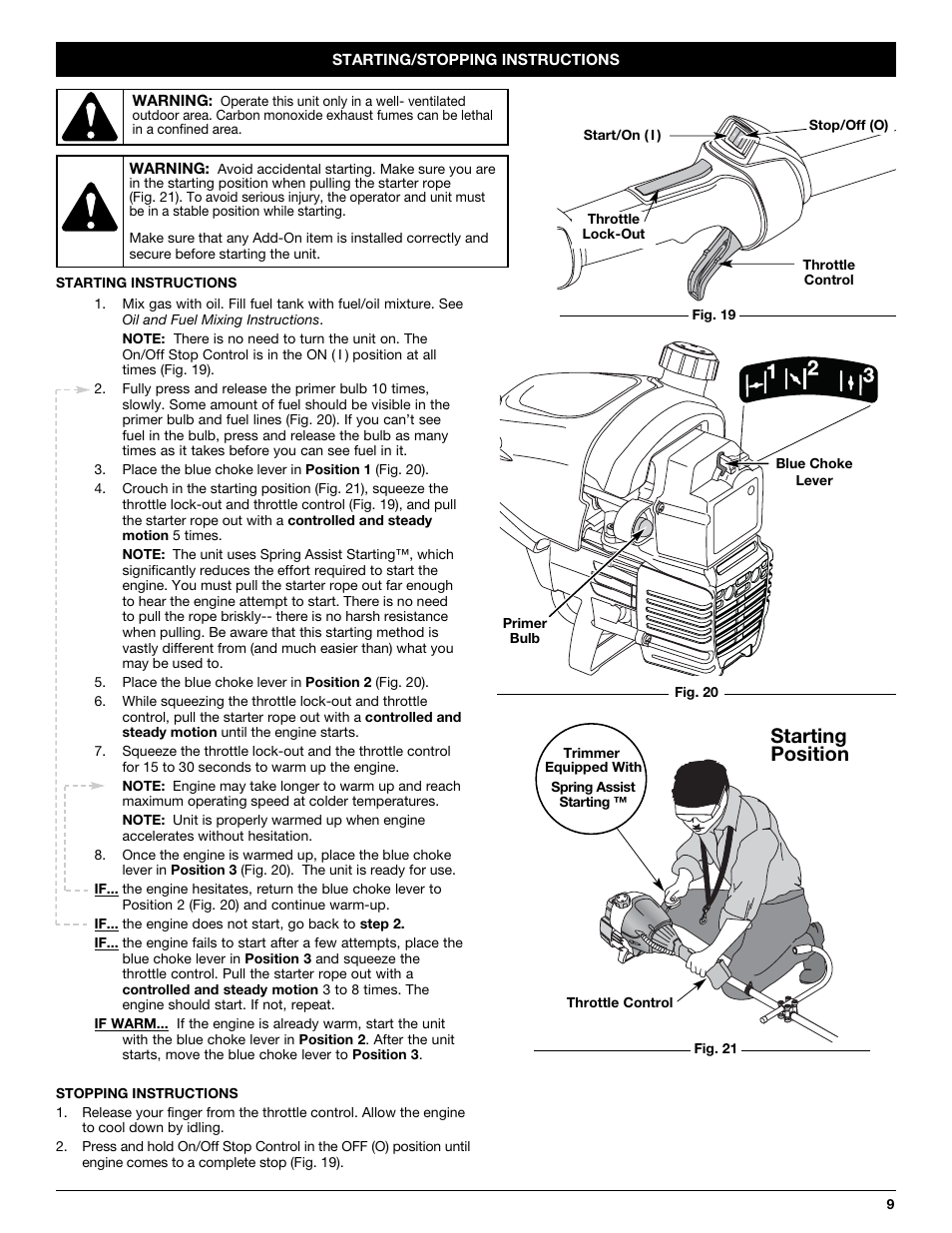 Starting position | MTD Yard-Man YM90BC User Manual | Page 9 / 56