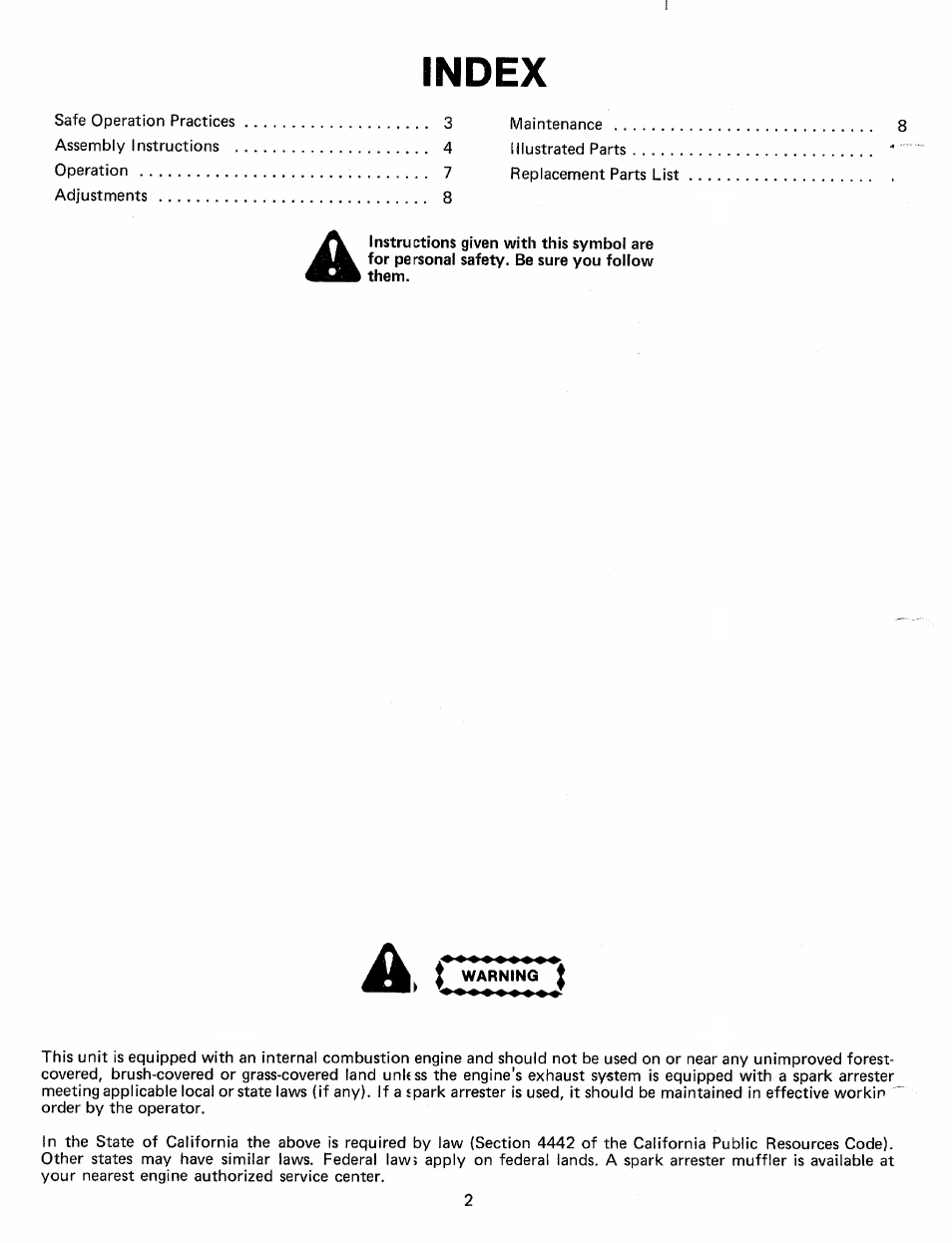 Index | MTD 246-660-000 User Manual | Page 2 / 12