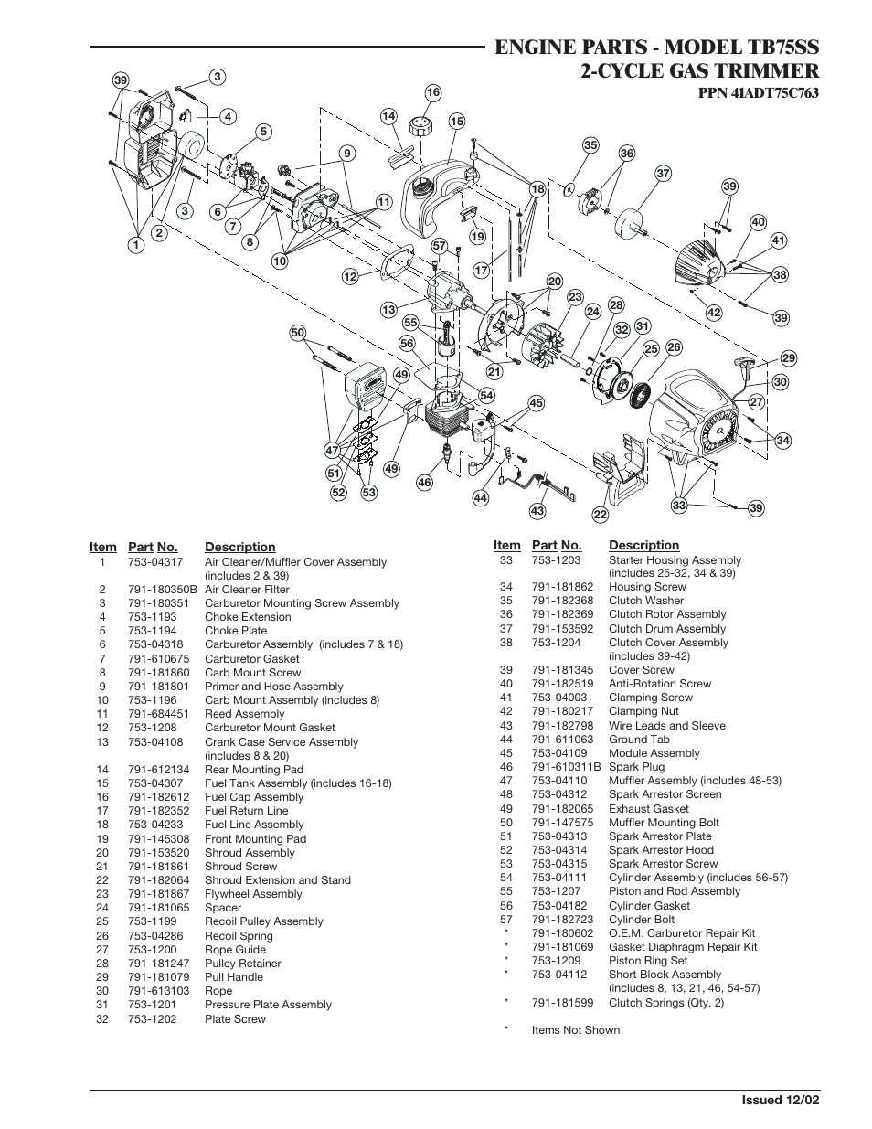 MTD Yard-Man TB75SS User Manual | 2 pages