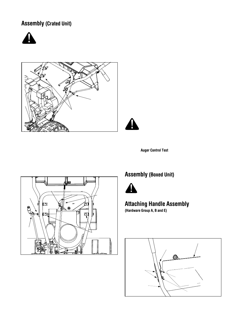 Assembly, Attaching handle assembly, Crated unit) | Boxed unit) | MTD 664G User Manual | Page 7 / 32